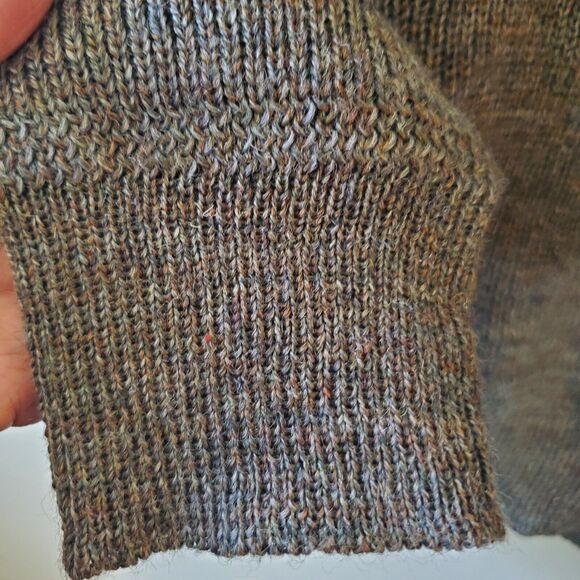 Wool Overs Mens L British Wool Leather Elbow Shoulder Patches Sweater 1/4 Zip - Picture 6 of 13